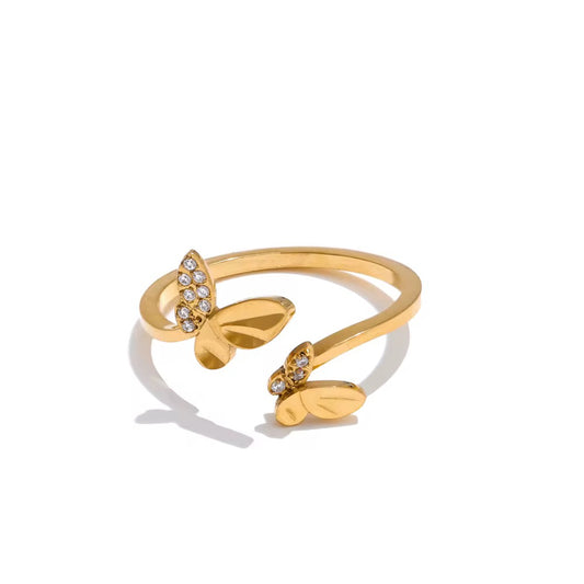 Bague papillon – acier inoxydable doré 18K