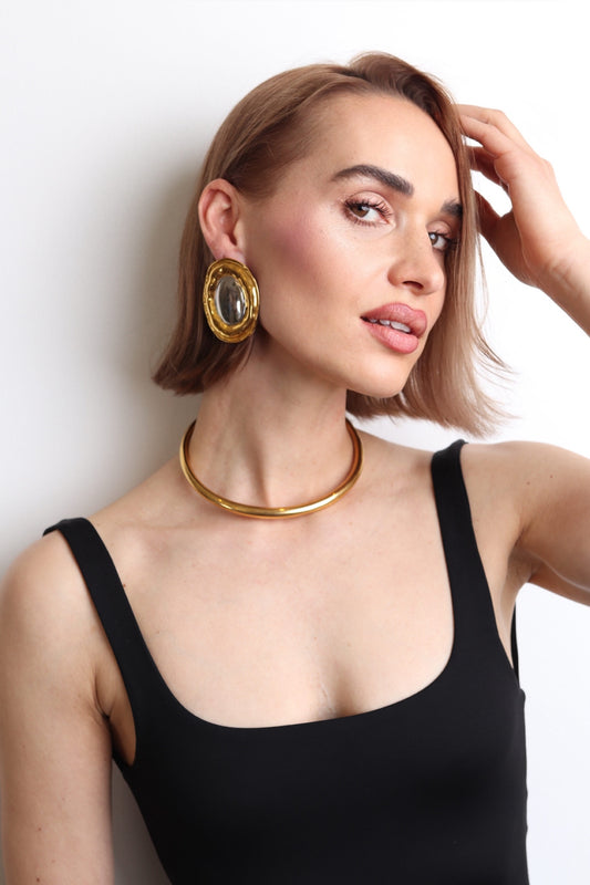 Choker Ras de Cou – Tour de Cou en Acier Inoxydable Doré ou Argenté : Dalia