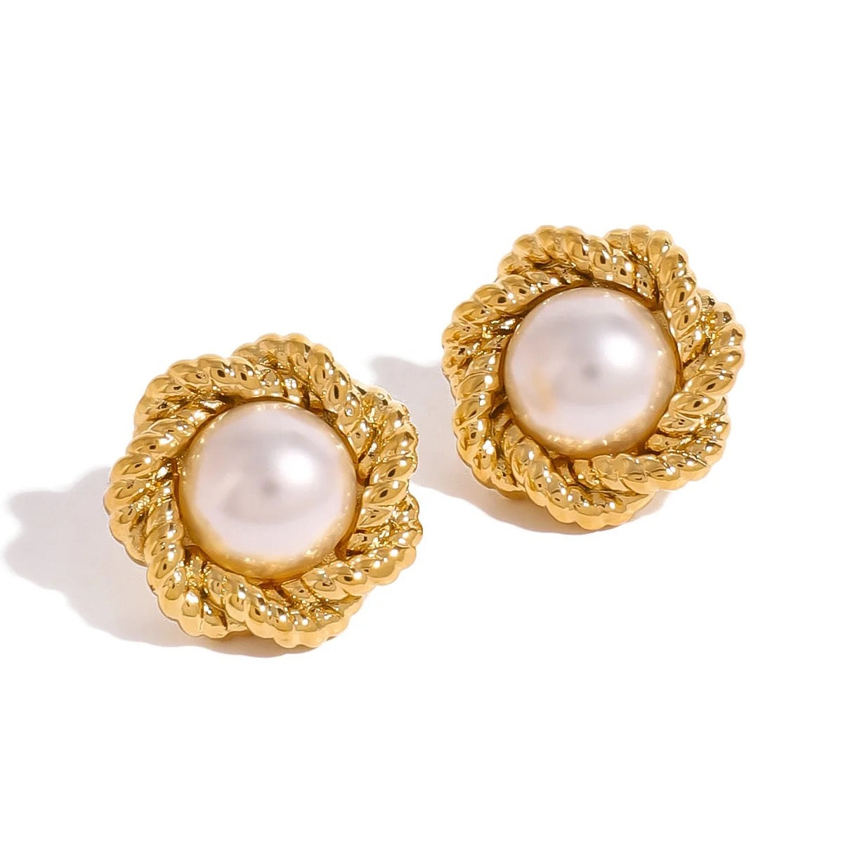 Boucles d’Oreilles Vintage Perles – Acier Chirurgical Inoxydable