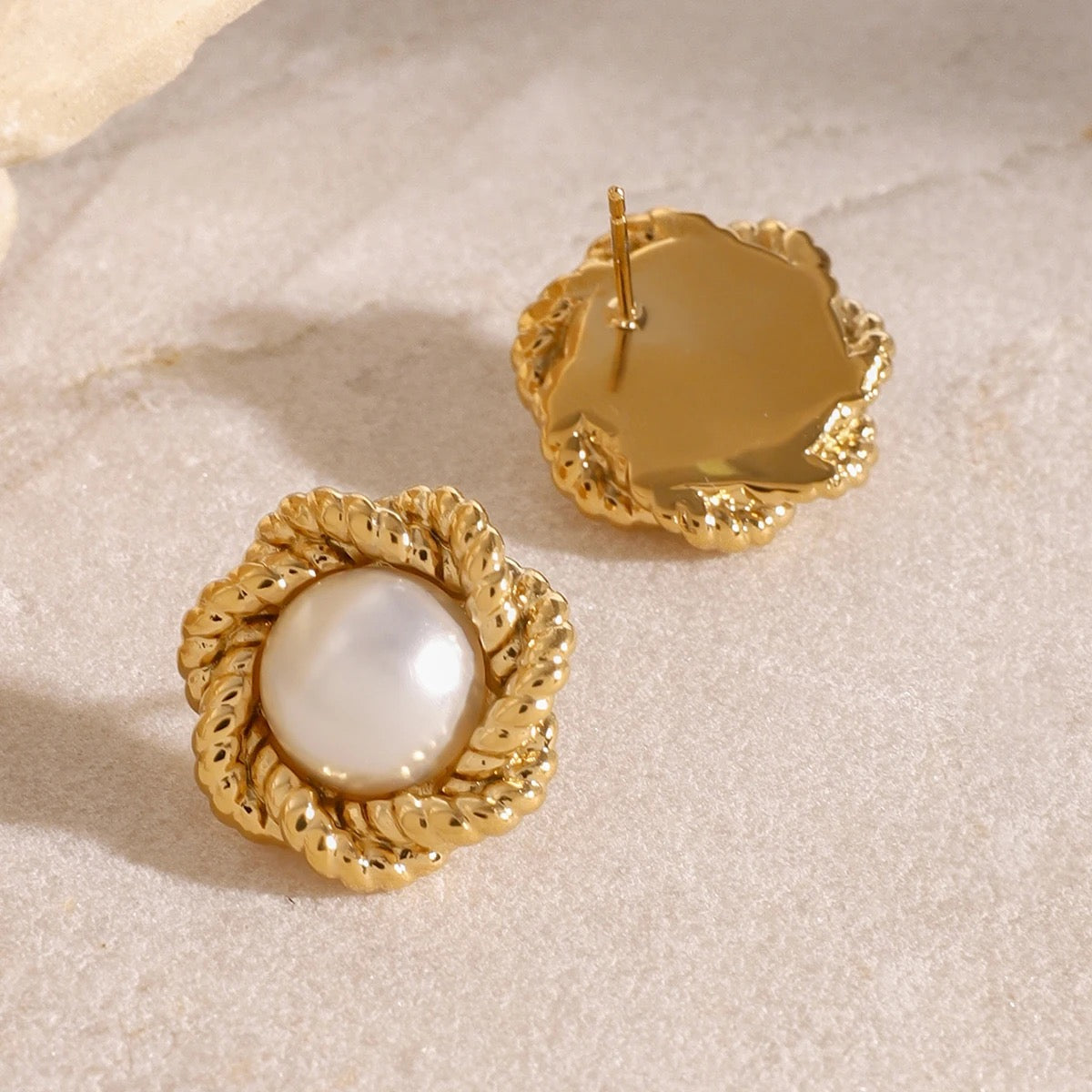 Boucles d’Oreilles Vintage Perles – Acier Chirurgical Inoxydable