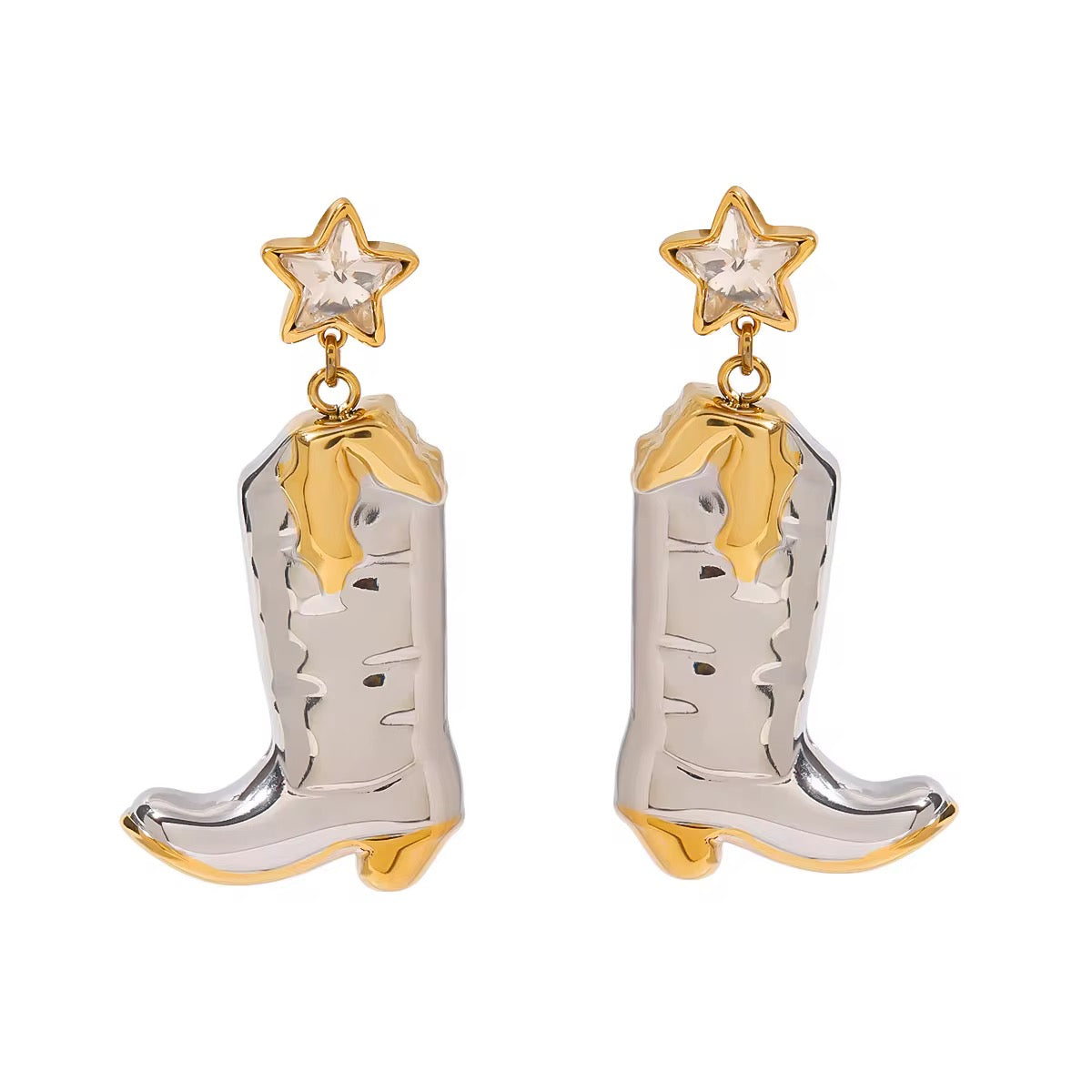 Boucles d’oreilles pendantes Cow-boy en acier inoxydable L'or Didon