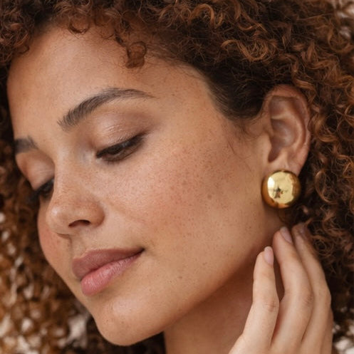 Boucles d’oreilles martelées style vintage en acier chirurgical inoxydable L'or Didon