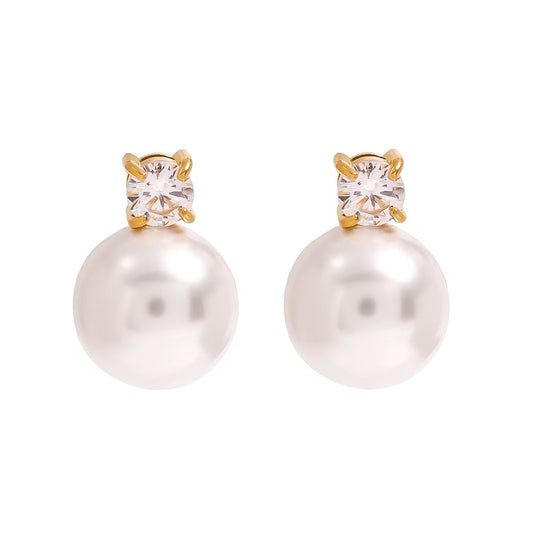 Boucles d’oreilles élégantes perles et pierres de zircon