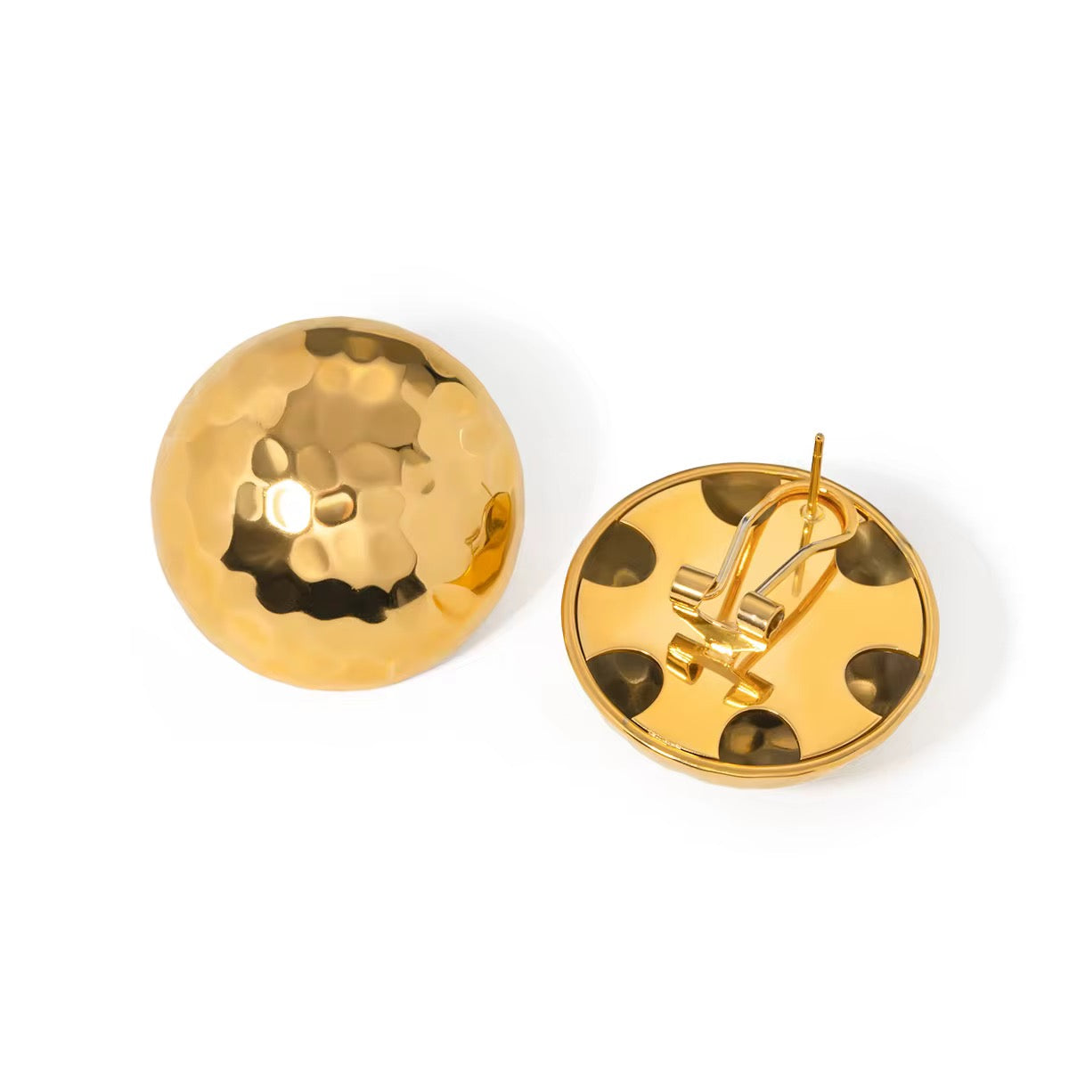 Boucles d’oreilles martelées style vintage en acier chirurgical inoxydable L'or Didon