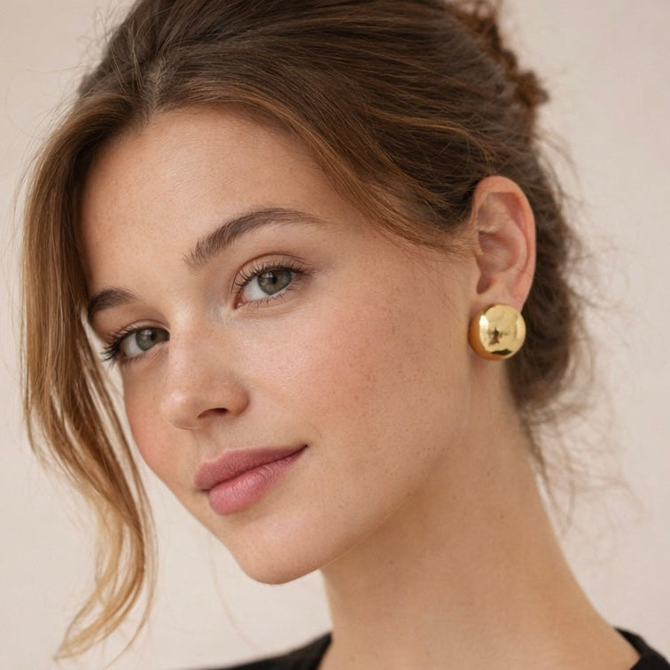 Boucles d’oreilles martelées style vintage en acier chirurgical inoxydable L'or Didon