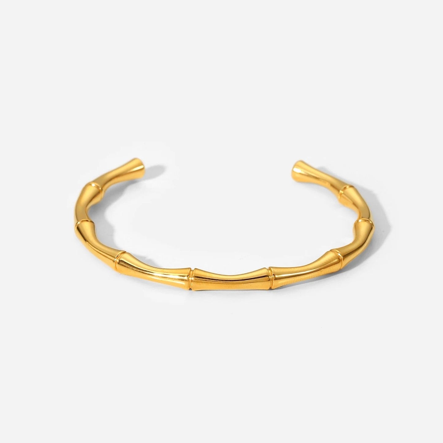 Bracelet jonc ouvert doré au design inspiré du bambou