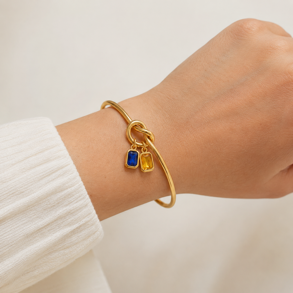 Personalized Birthstone Bracelet – 18K Gold Stainless Steel Bangle
