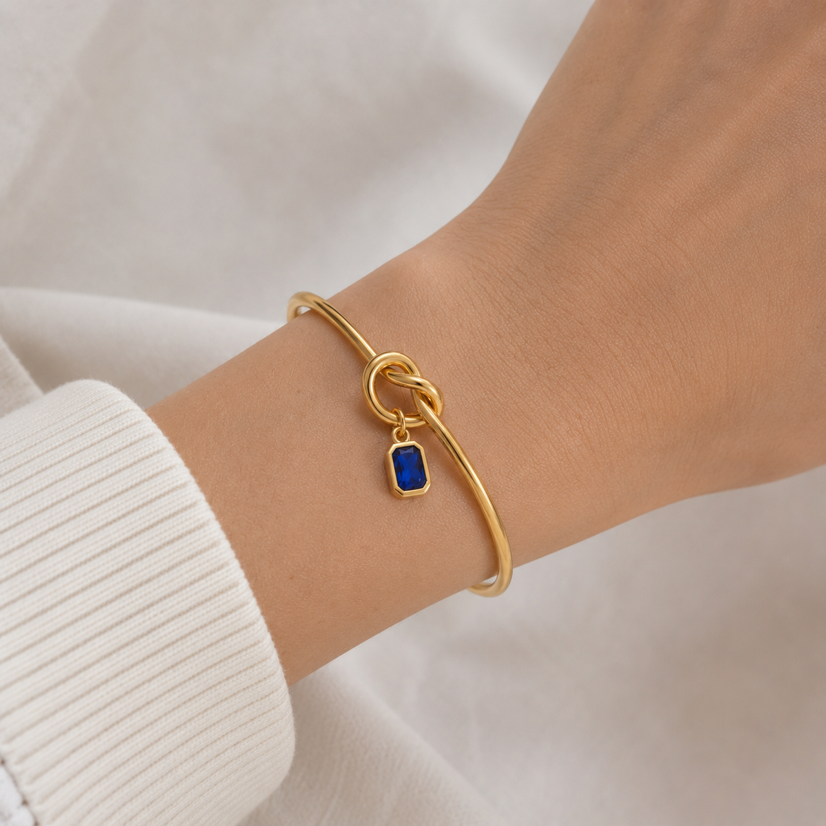 Personalized Birthstone Bracelet – 18K Gold Stainless Steel Bangle