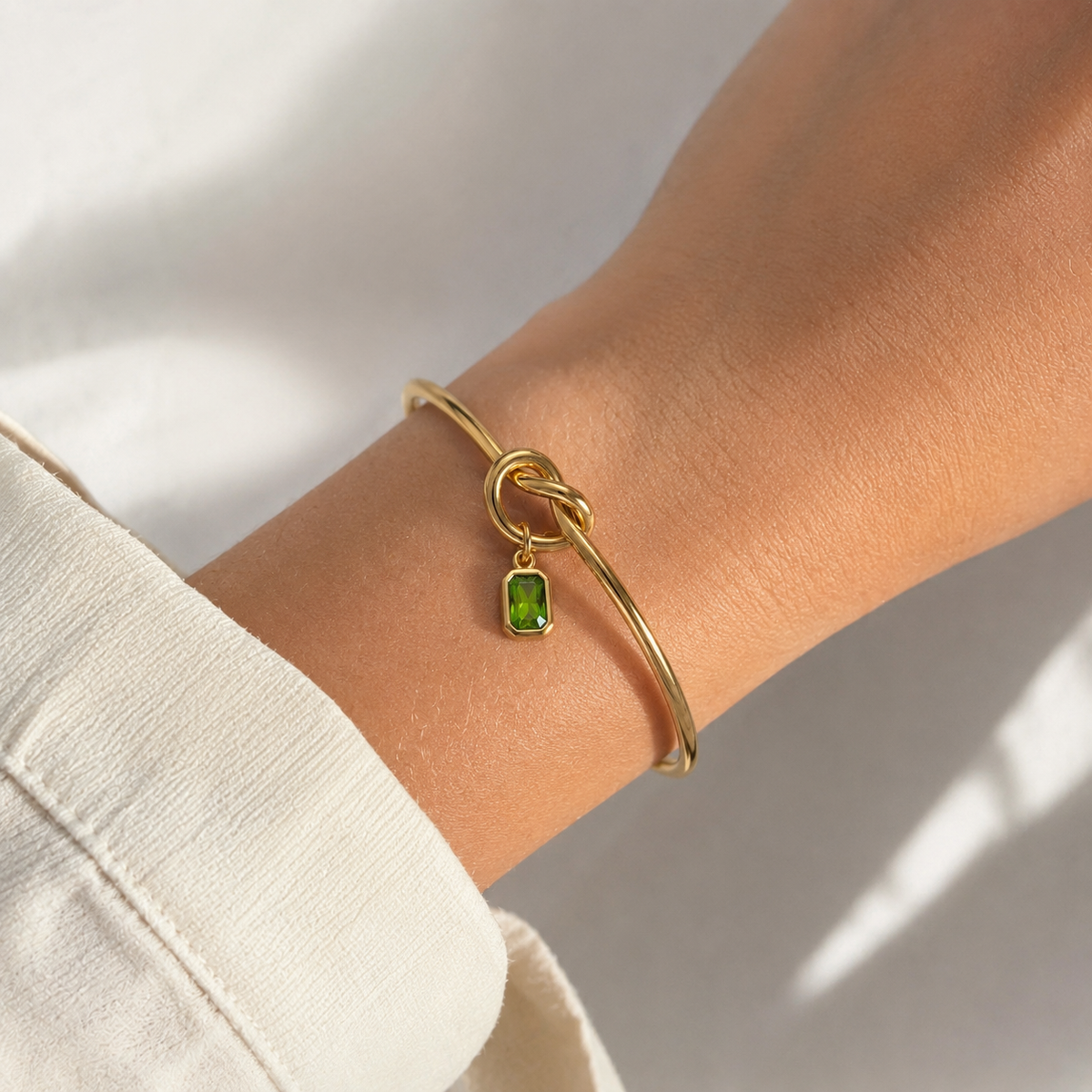 Personalized Birthstone Bracelet – 18K Gold Stainless Steel Bangle