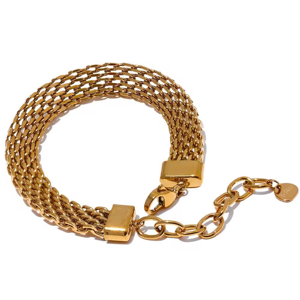 Bracelet Ashley : Chaîne plate facettée en acier chirurgical – Doré ou argenté L'or Didon