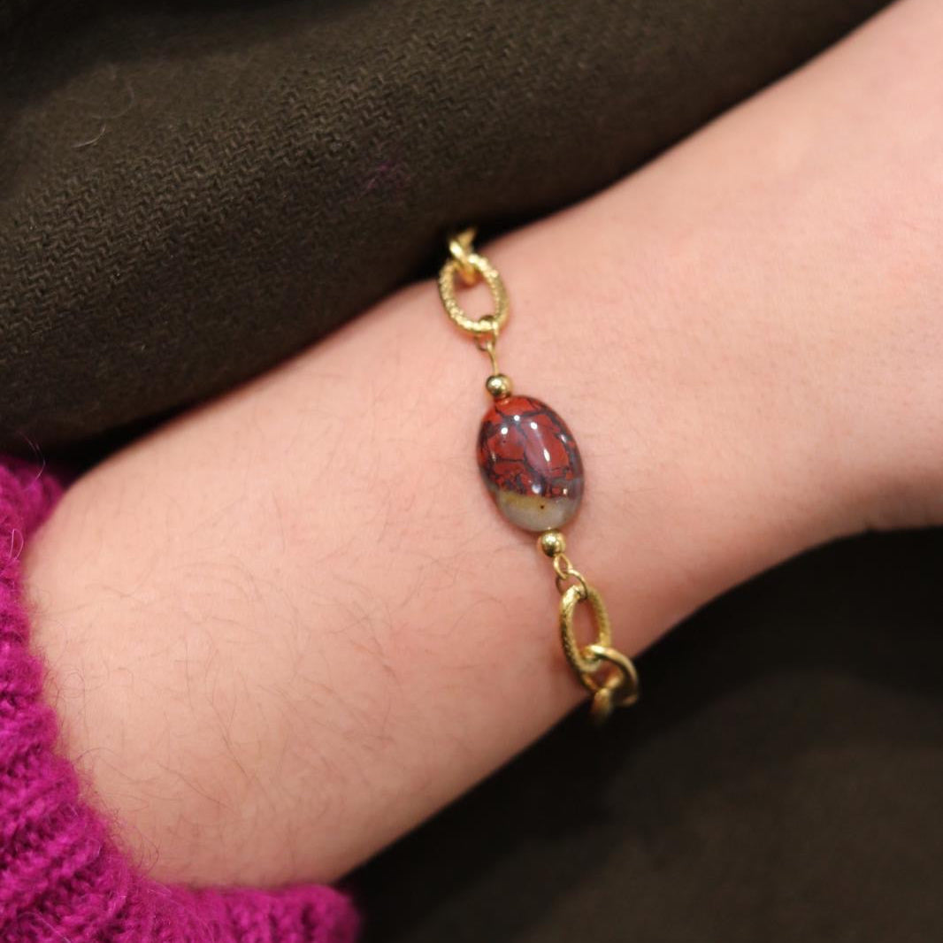 Lydie : Bracelet personnalisé avec la pierre de ton choix, fait main L'or Didon