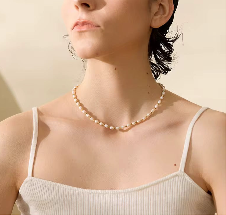 Collier perles naturelles blanches : collier Lady
