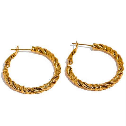 Créoles Torsadées Dorées ou Argentées – Acier Chirurgical Hypoallergénique