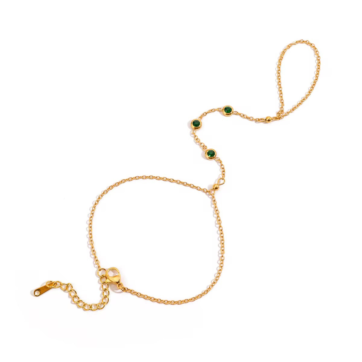 Élégante et lumineuse, cette chaîne de main avec zircon vert est le bijou idéal pour sublimer la main avec une touche de couleur et de raffinement.