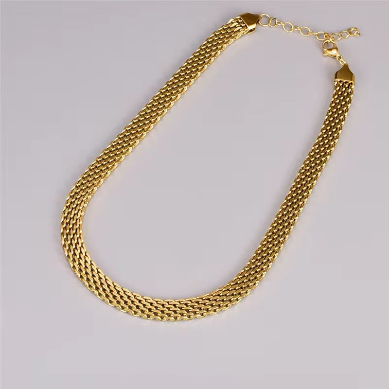 Collier Ashley chaîne plate facettée en acier chirurgical – Doré ou argenté L'or Didon