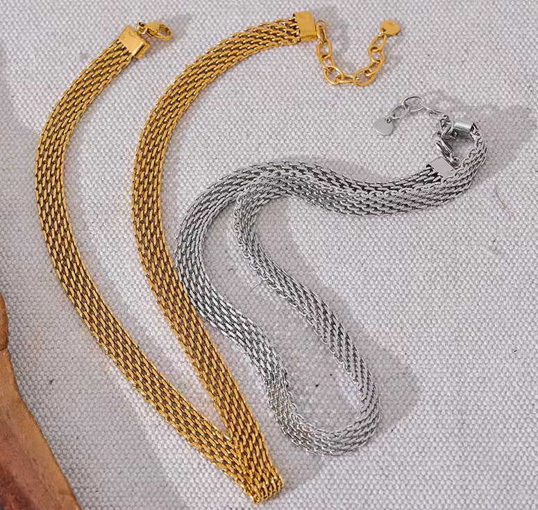 Collier Ashley chaîne plate facettée en acier chirurgical – Doré ou argenté L'or Didon