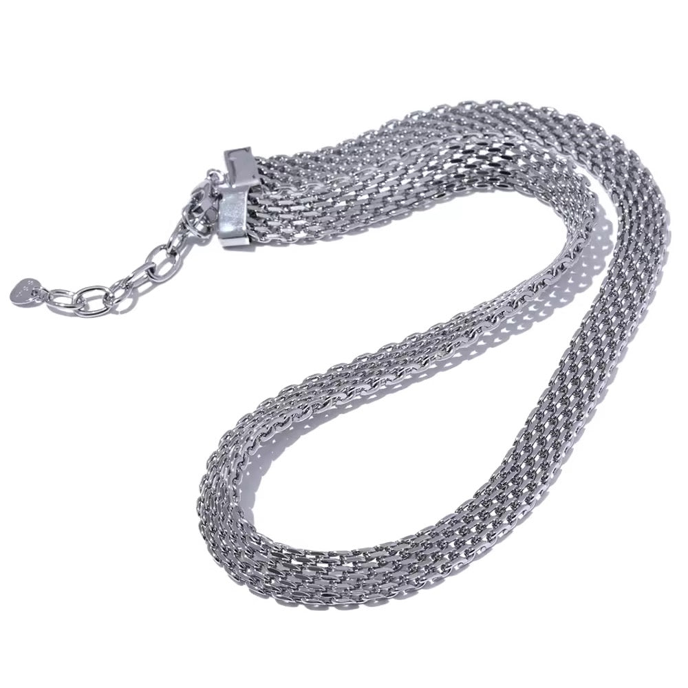 Collier Ashley chaîne plate facettée en acier chirurgical – Doré ou argenté L'or Didon