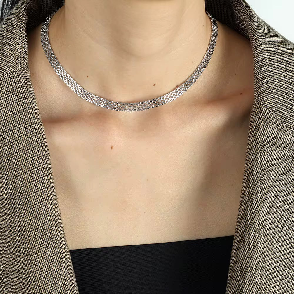 Collier Ashley chaîne plate facettée en acier chirurgical – Doré ou argenté L'or Didon