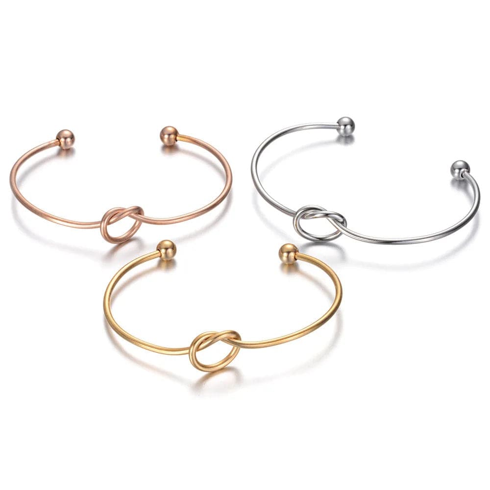 Bracelet Jonc "Knot Cuff" en Acier Inoxydable