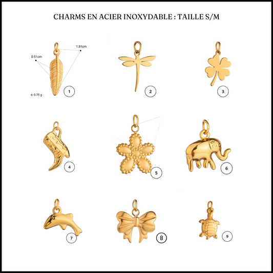 Des charms en acier inoxydable pour personnaliser un collier ou un bracelet avec des charms
