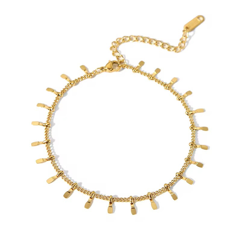 Bracelet de cheville doré à pampilles – Acier inoxydable