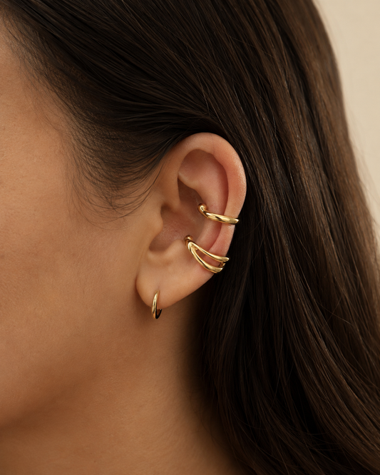 Produit doré sur fond blanc
Bague d’oreille double sans perçage en acier inoxydable doré