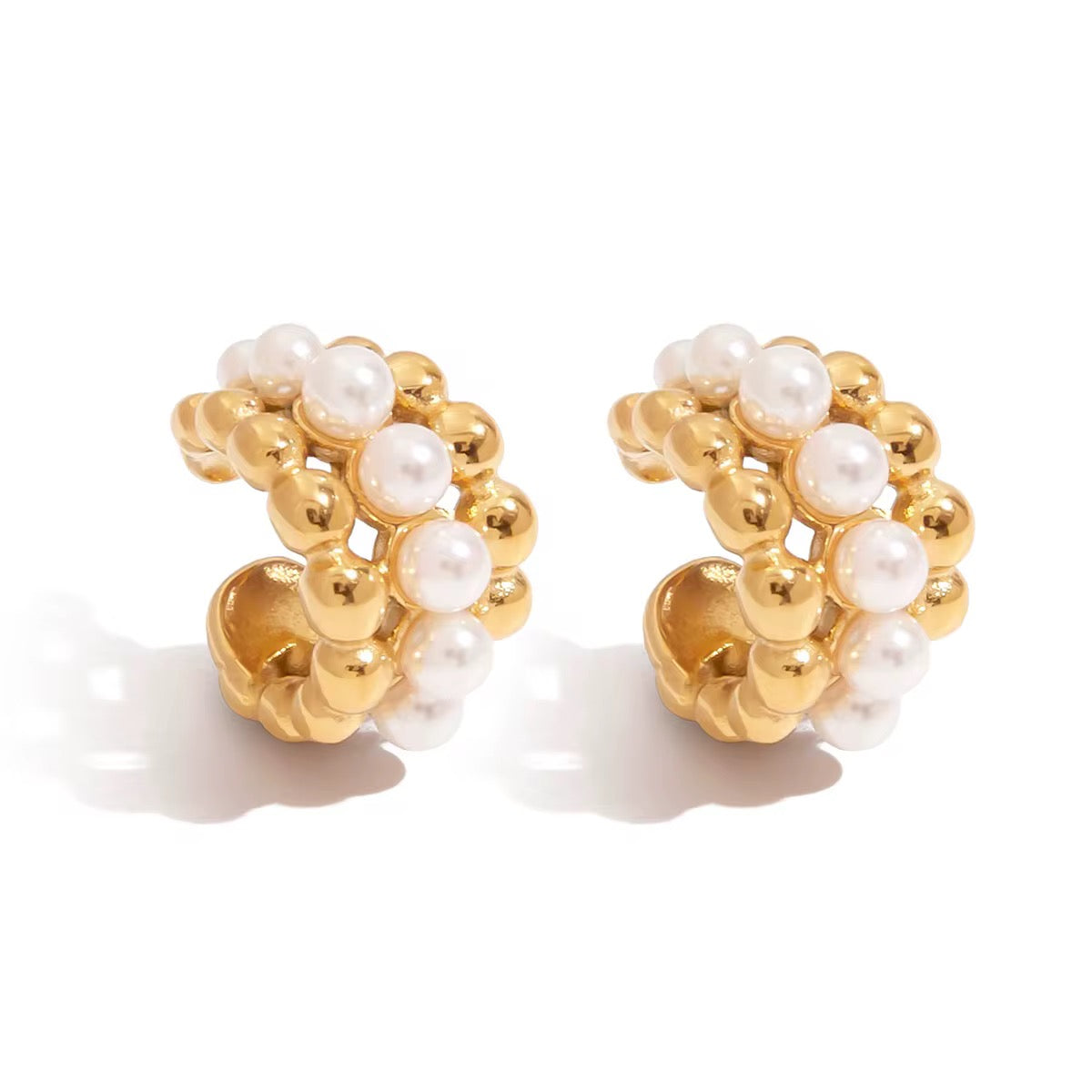 Ear cuff orné de perles blanches : bague d’oreilles L'or Didon