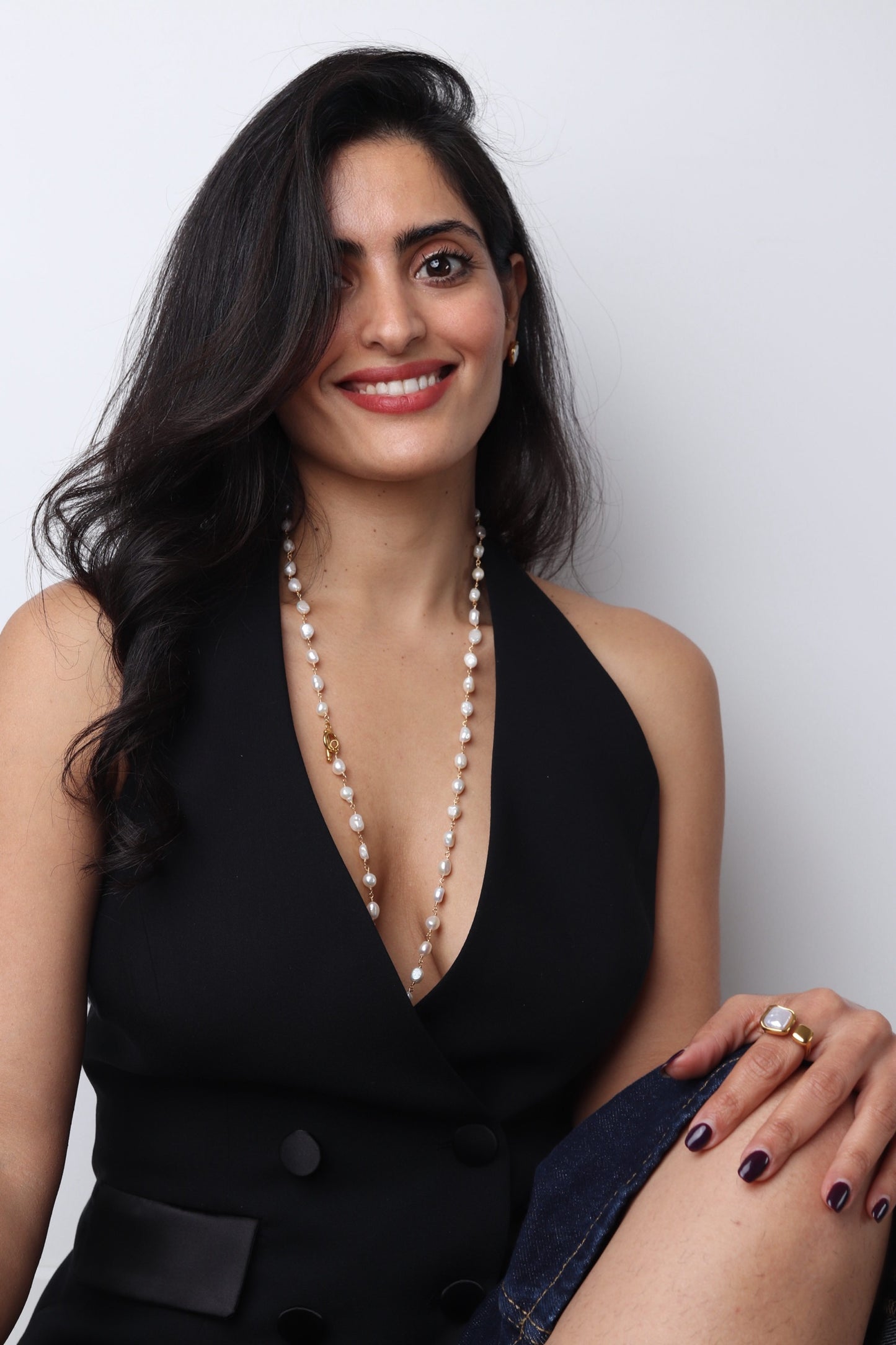 Sautoir perles naturelles