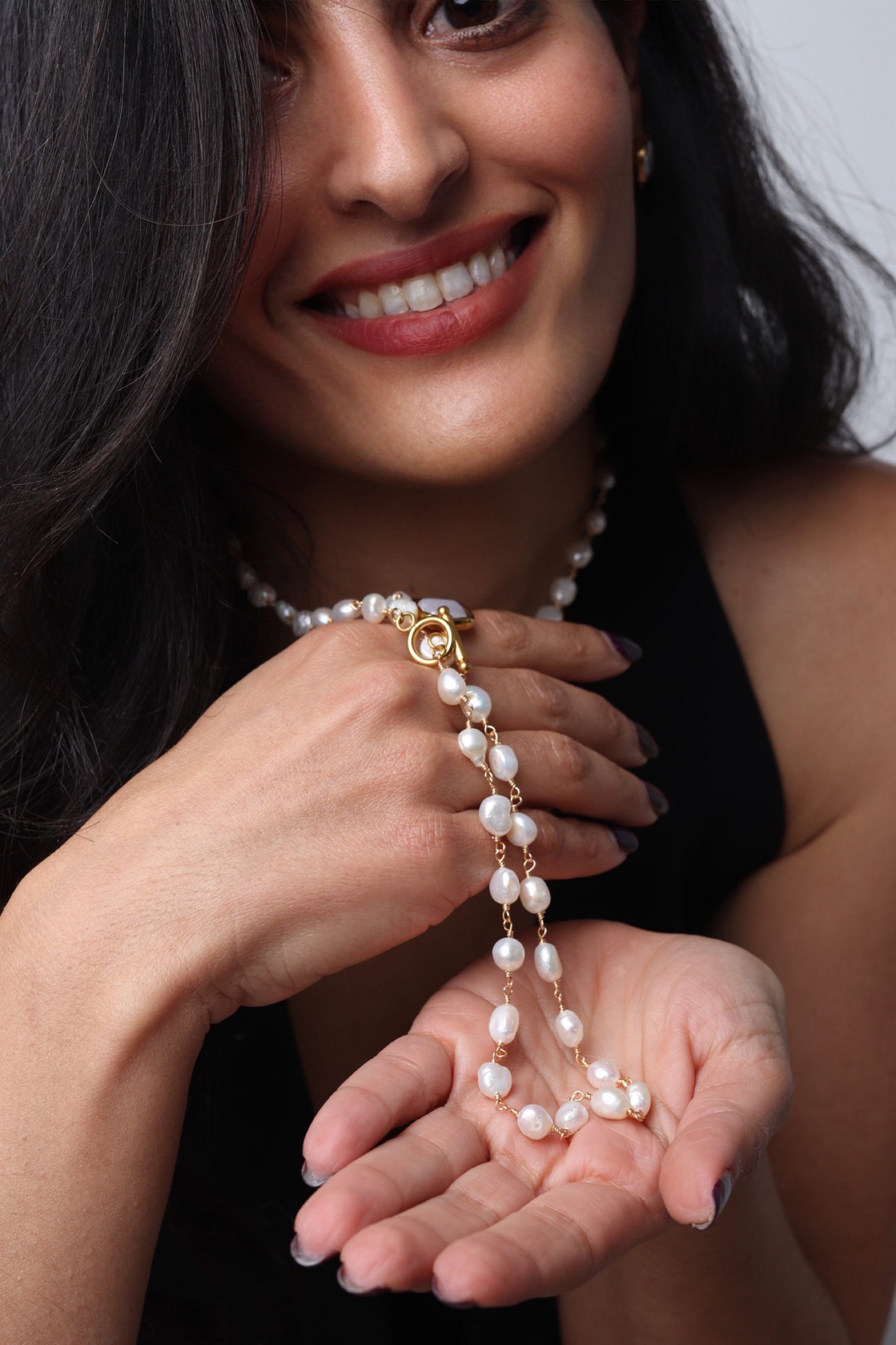 Sautoir perles naturelles