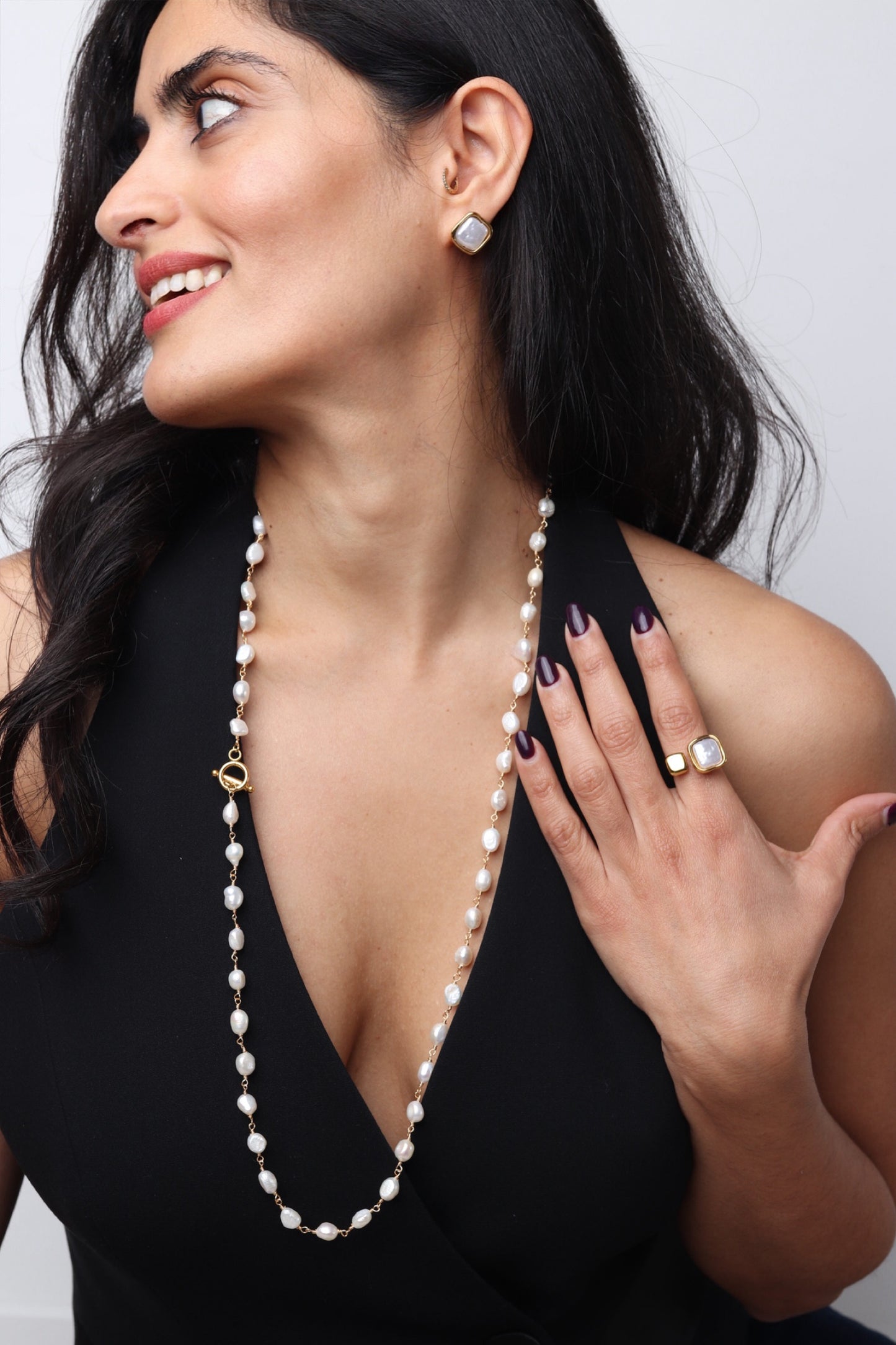 Sautoir perles naturelles