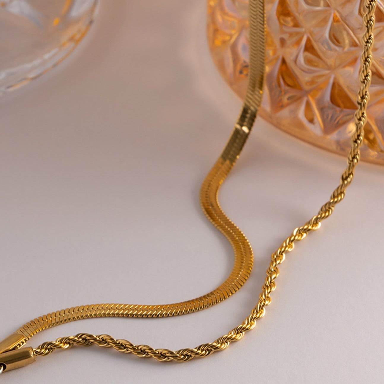 Together : Collier double chaine serpent et corde