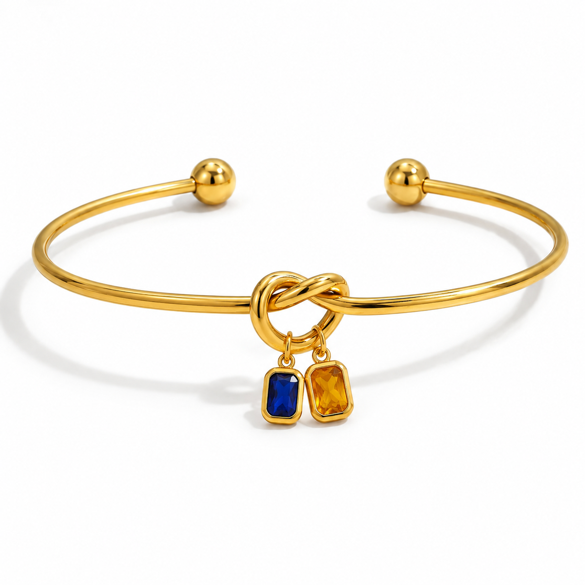 Personalized Birthstone Bracelet – 18K Gold Stainless Steel Bangle