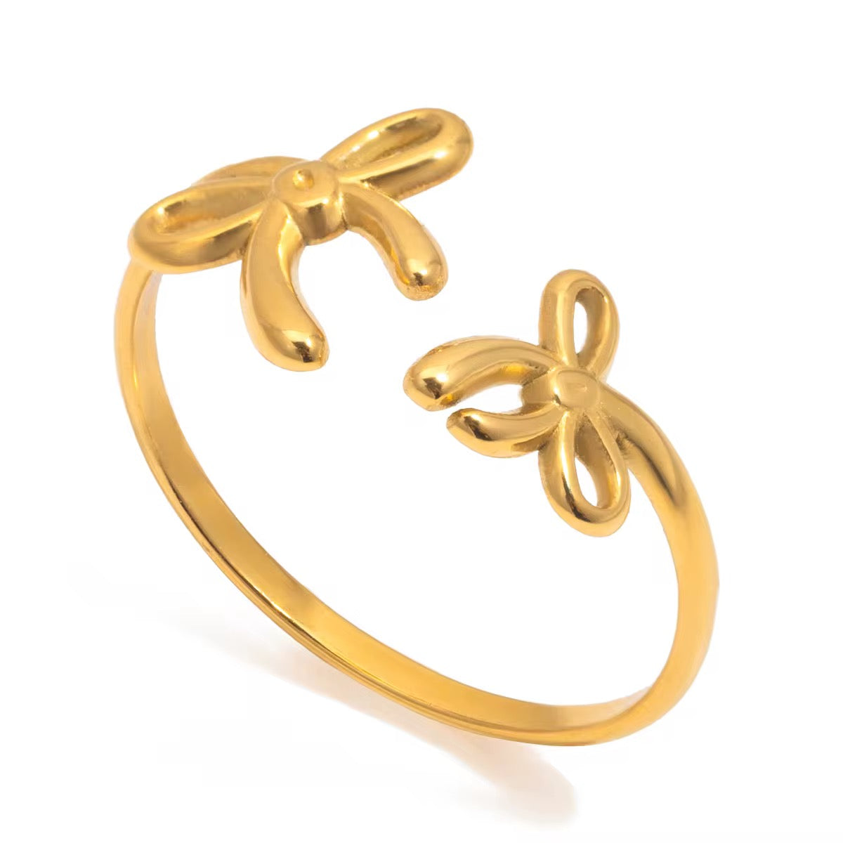 Bague Ruban dorée ajustable en acier chirurgical dorée à l’or fin
