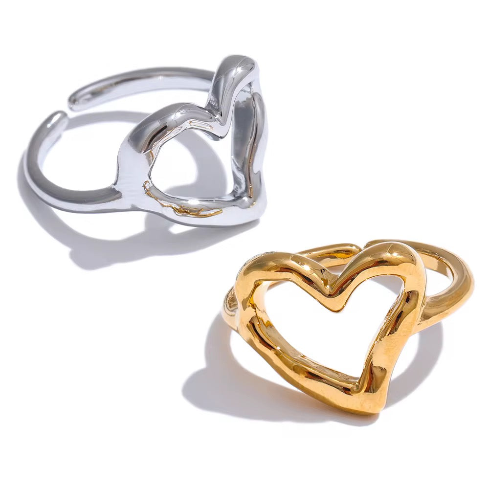 bague en acier inoxydable doré forme cœur L'or Didon