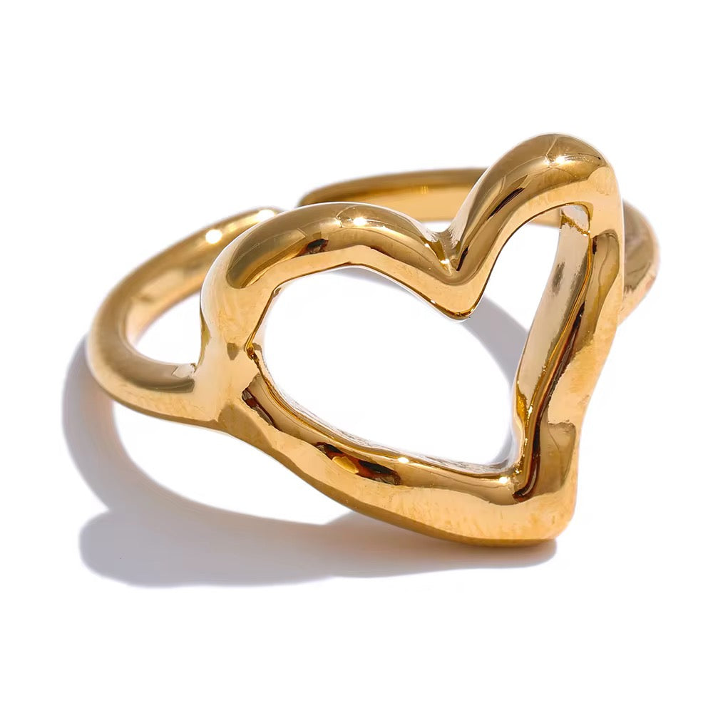 bague en acier inoxydable doré forme cœur L'or Didon