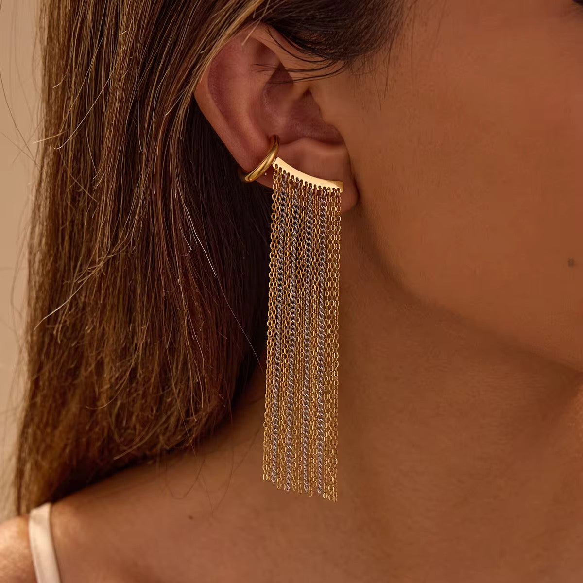 Boucles d’oreille ear-cuff chaînette : Faux piercing-Laura L'or Didon