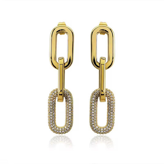 Boucles d’oreilles bicolore pendantes : philippine L'or Didon