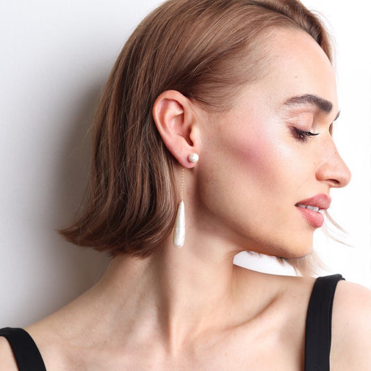 Boucles d'oreilles pendantes en perles de coton pour mariée