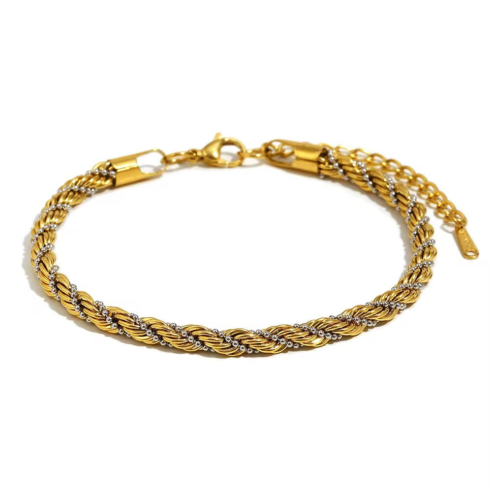 Bracelet torsadé bicolore en acier inoxydable doré à l’or fin L'or Didon