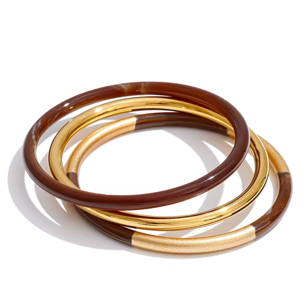 Bracelet jonc en resine doré en acier inoxydable L'Or Didon
