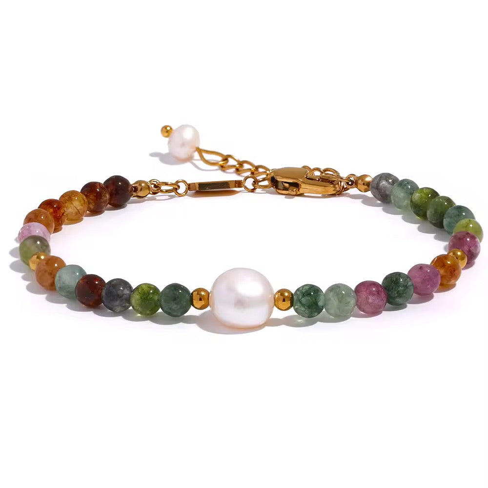Bracelet avec une perle et des pierres naturelles artisanal L'Or Didon
