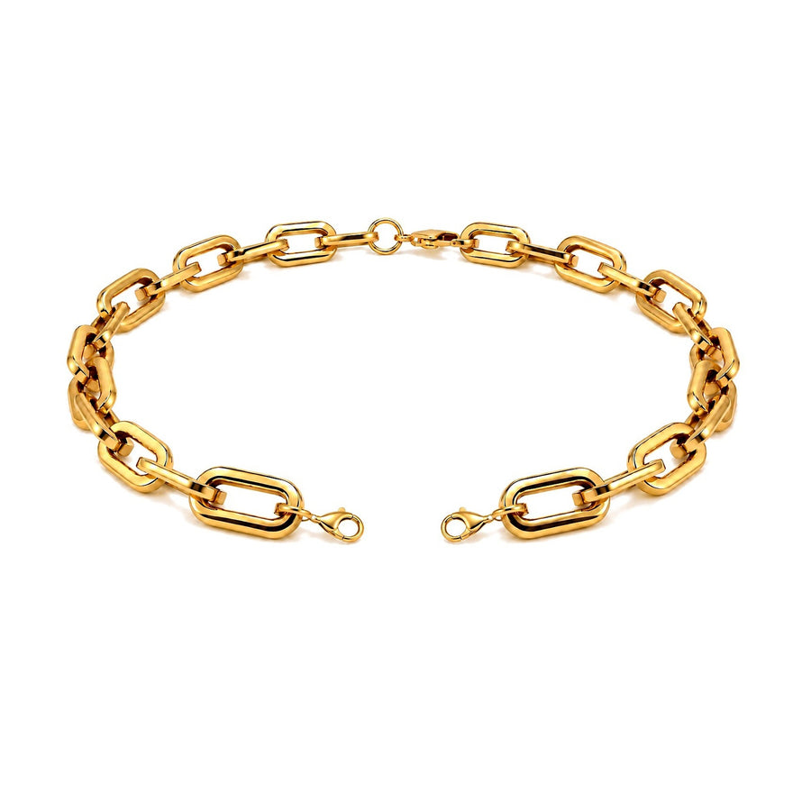 Chaîne du collier Camille seule, grosse maille lisse dorée, fermoirs aux extrémités de la chaîne