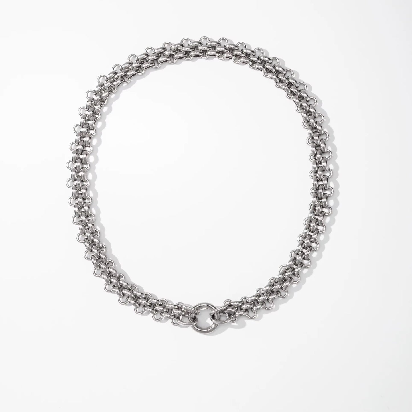 Collier ras-de-cou maille corde argenté femme
