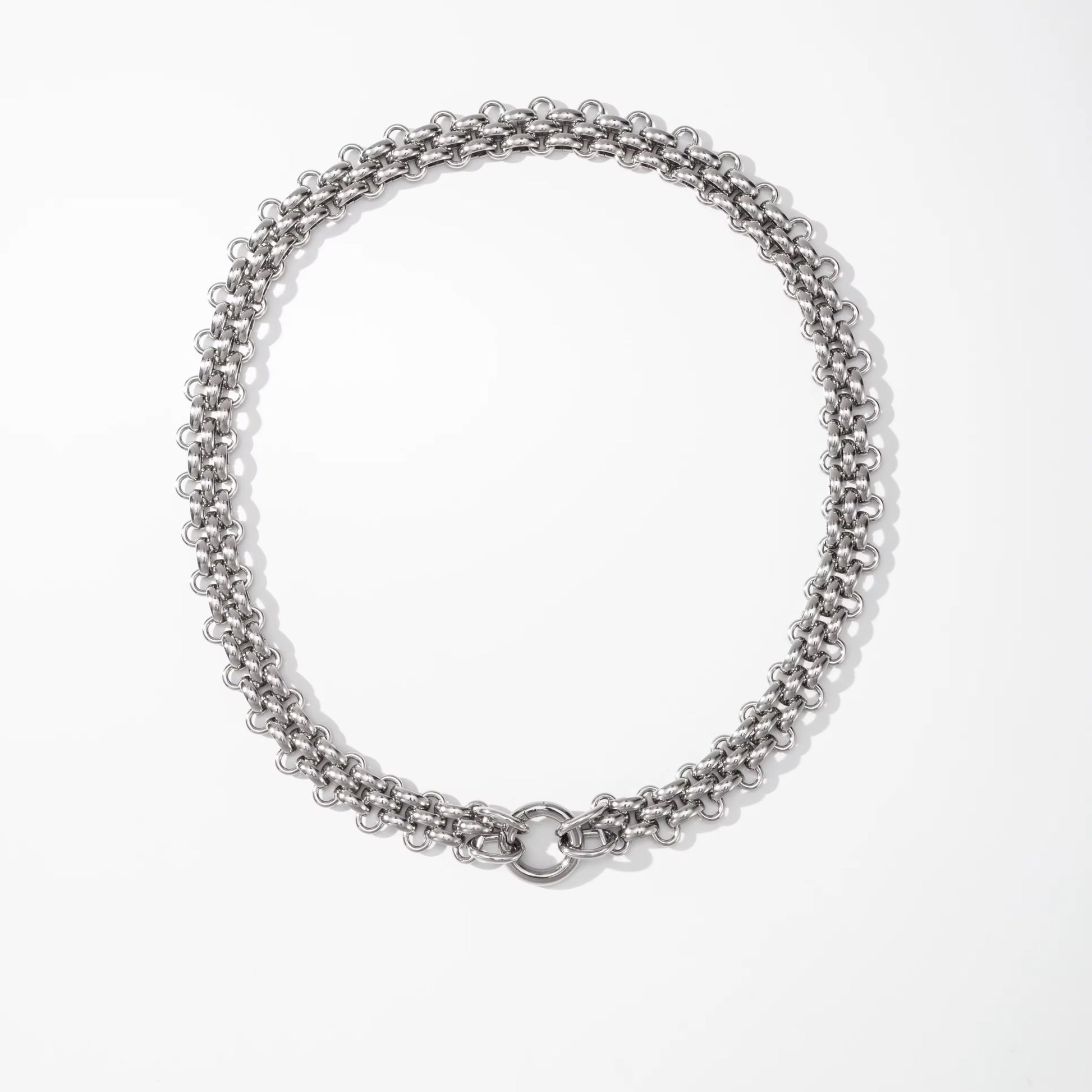 Collier ras-de-cou maille corde argenté femme