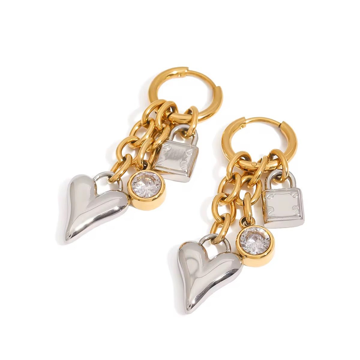 créoles pendante bicolores avec charms L'Or Didon