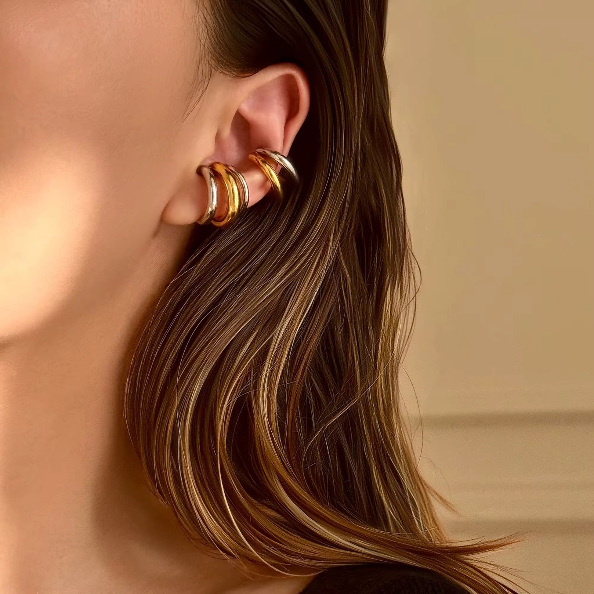 Ear cuff bicolore doré argenté en acier inoxydable chirurgical L'or Didon