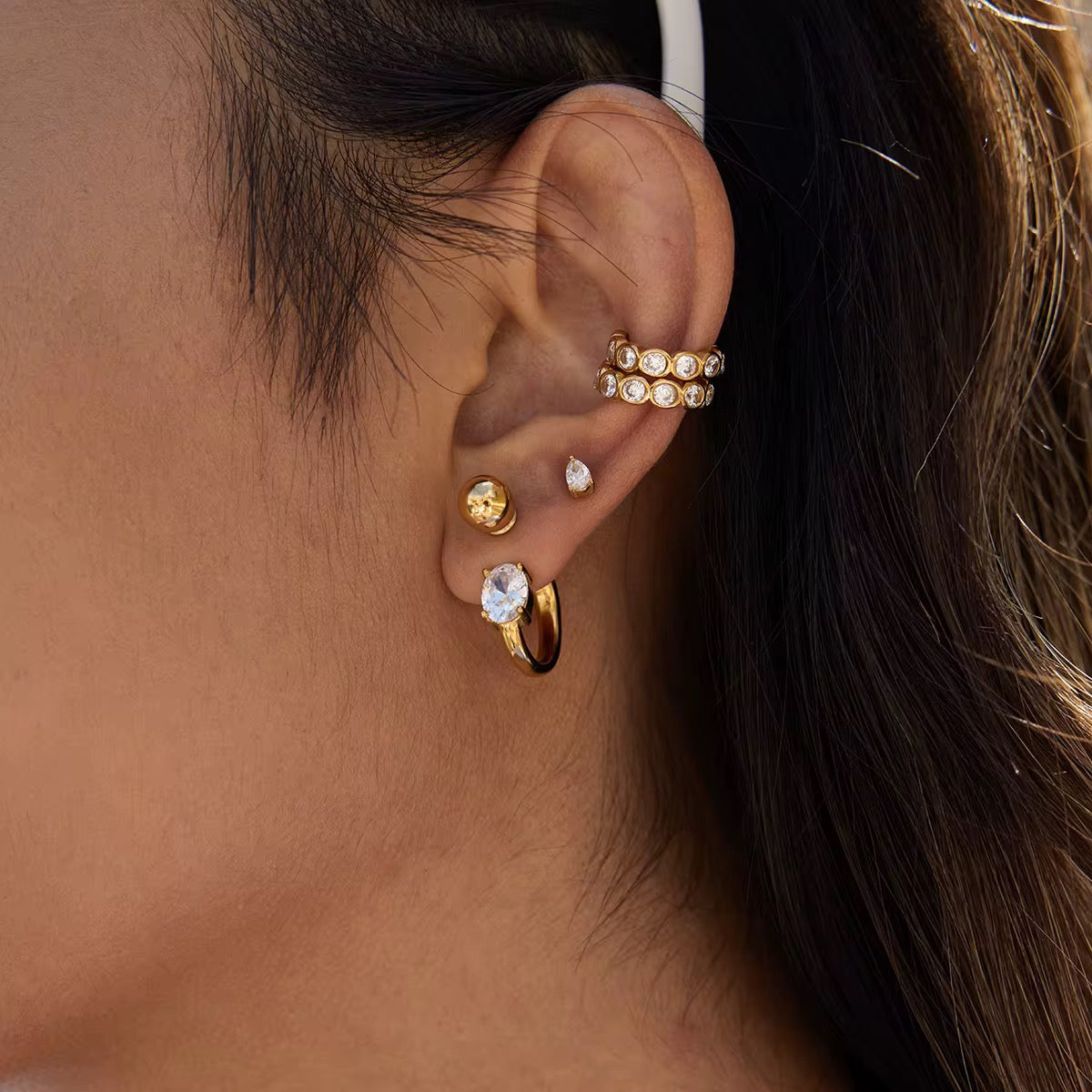 Ear cuff ornés de pierres de zirconium : waterproof L'or Didon