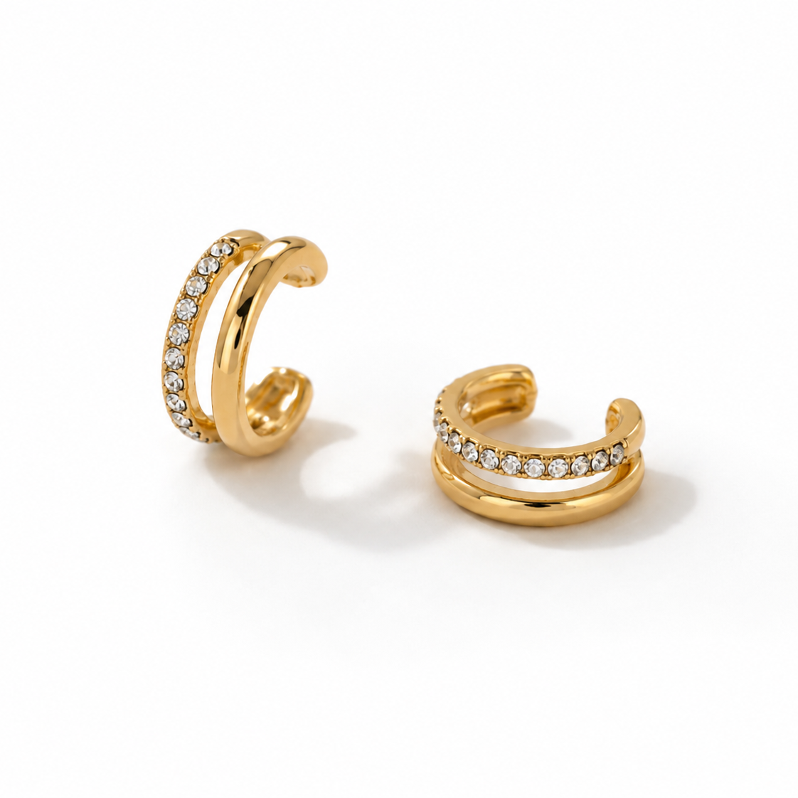 Ear cuff doré trempé à l'or fin 18 carats et serti de zirconium