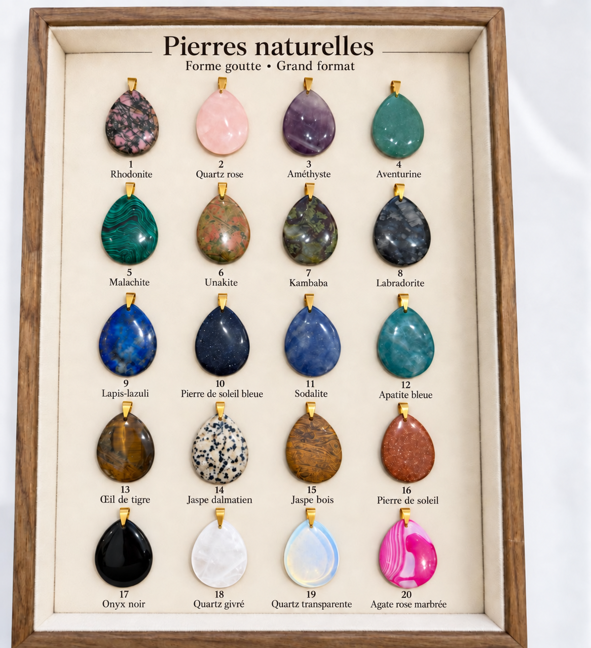 Pendentifs pierre naturelles forme poire taille 30mm/40mm 