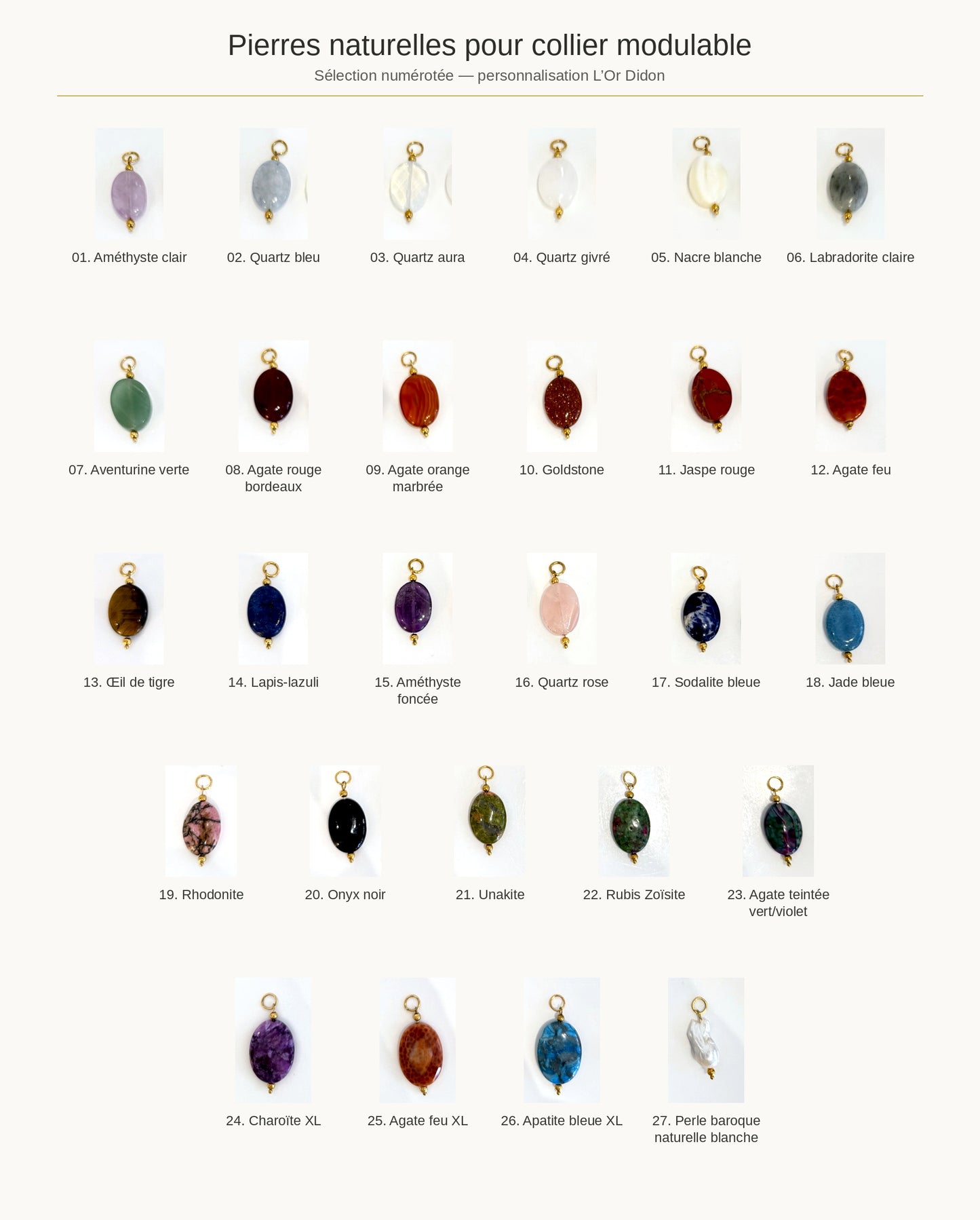 Collier Maille Corde Interchangeable en Pierres Naturelles | Eva